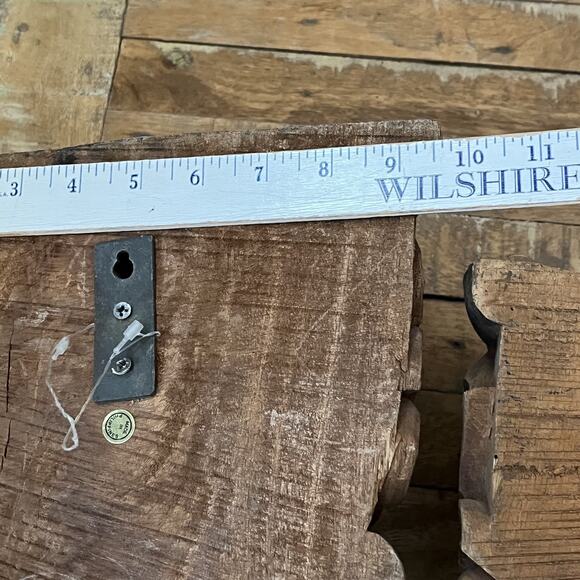 Antique Wooden Architectural Wall Shelf Sconce Hand Carved Primitive Set Of Two - Picture 11 of 16